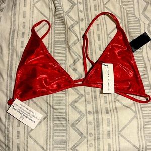 Red metallic minimal animale bikini top